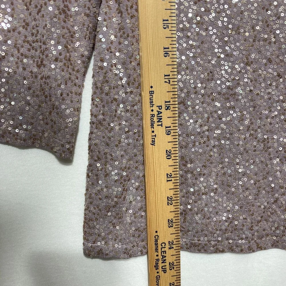 Eileen Fisher Medium Mauve Silk Blend 3/4‎ Sleeve Karma Shimmer Knit Sweater